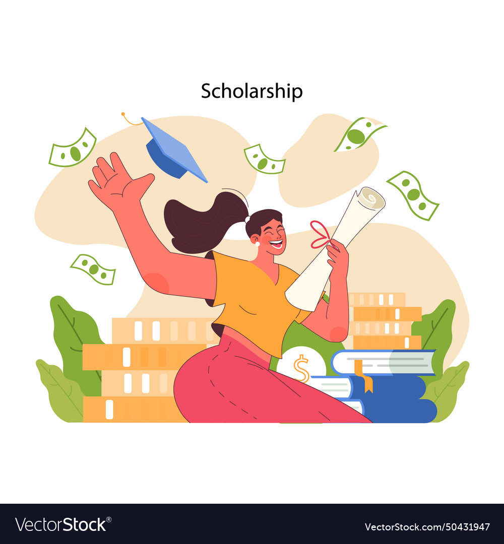 Scholarship concept flat Royalty Free Vector Image