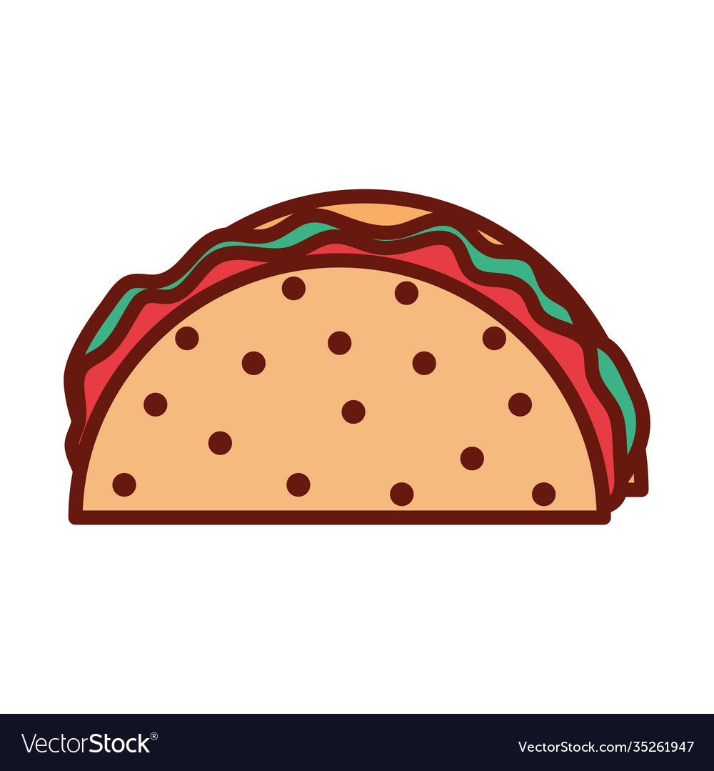 Taco with vegetables on a white background Vector Image