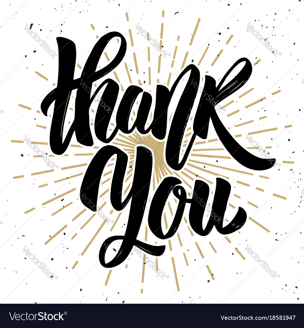 Thank you hand drawn lettering phrase isolated Vector Image