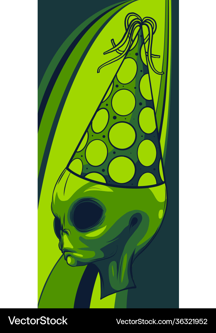 Alien head grey with hat Royalty Free Vector Image