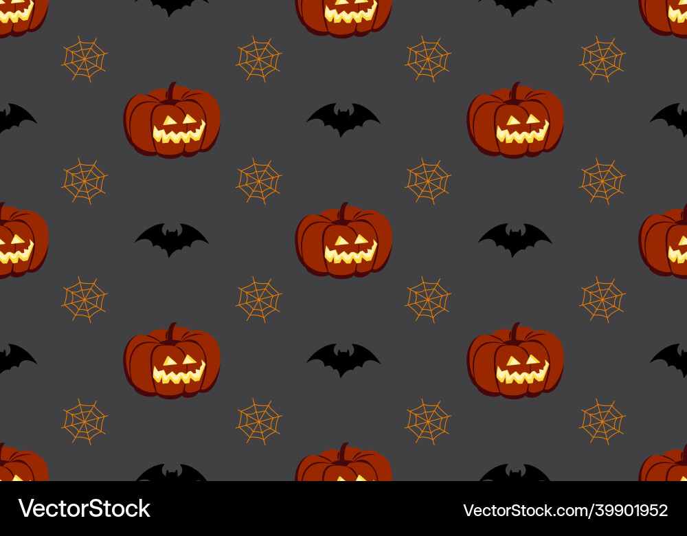 Bright seamless pattern with pumpkins bats Vector Image