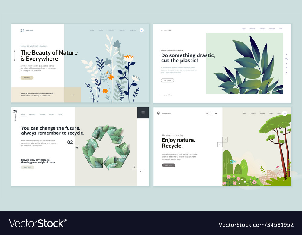 Set flat design web page templates Royalty Free Vector Image