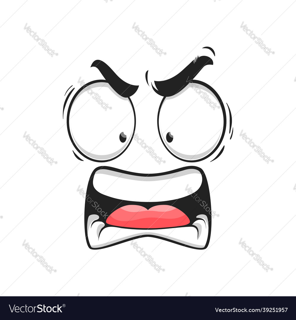 Cartoon angry face furious yelling emoji Vector Image