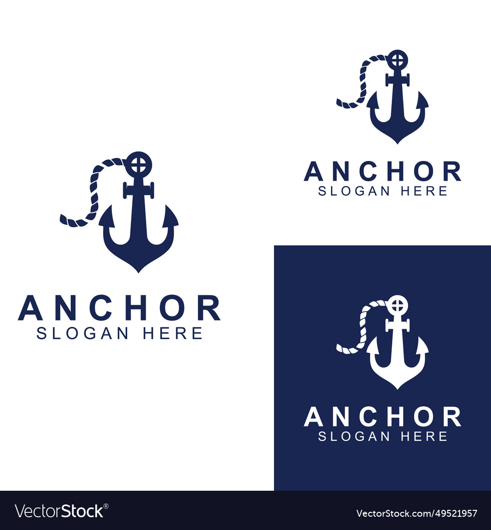 Logo and anchor symbol design template Royalty Free Vector