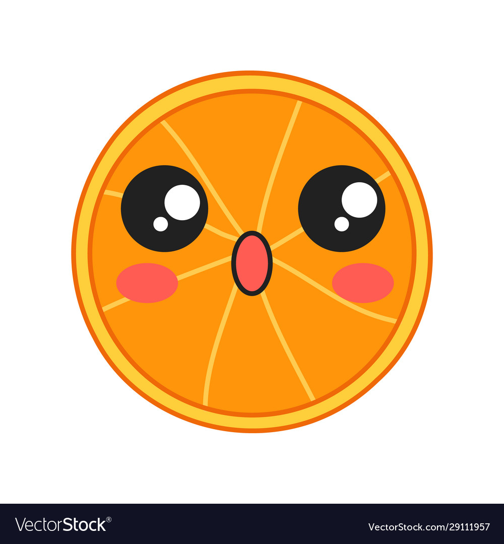 Orange cute kawaii character Royalty Free Vector Image