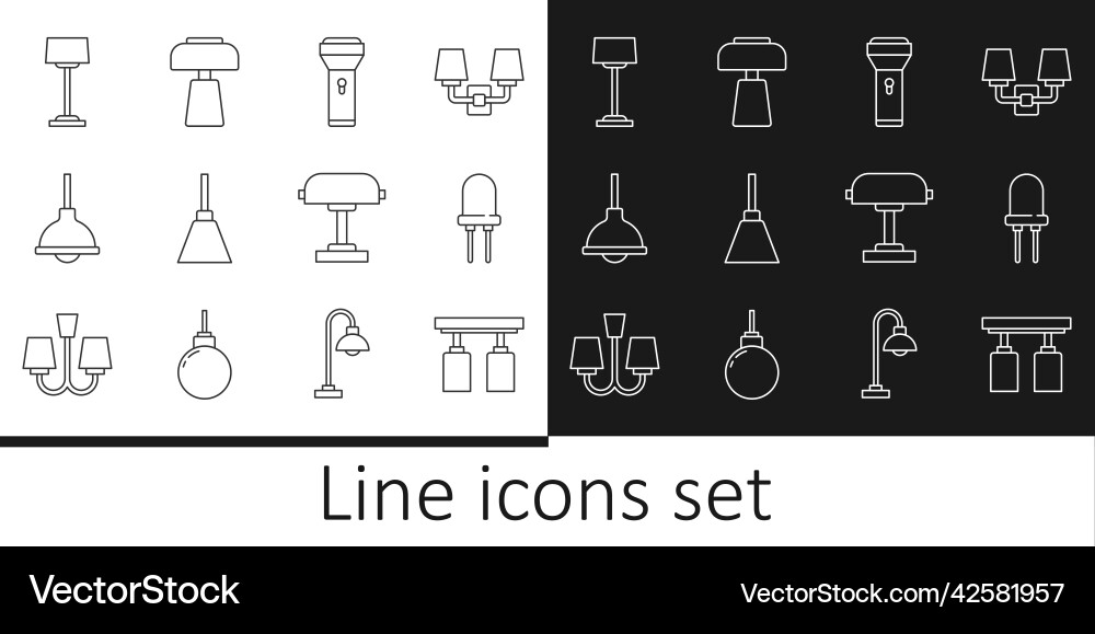 Set line led track lights and lamps light Vector Image