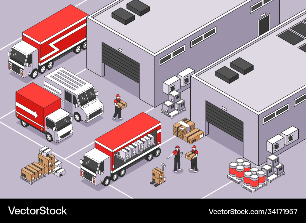 Warehouse site logistics composition Royalty Free Vector