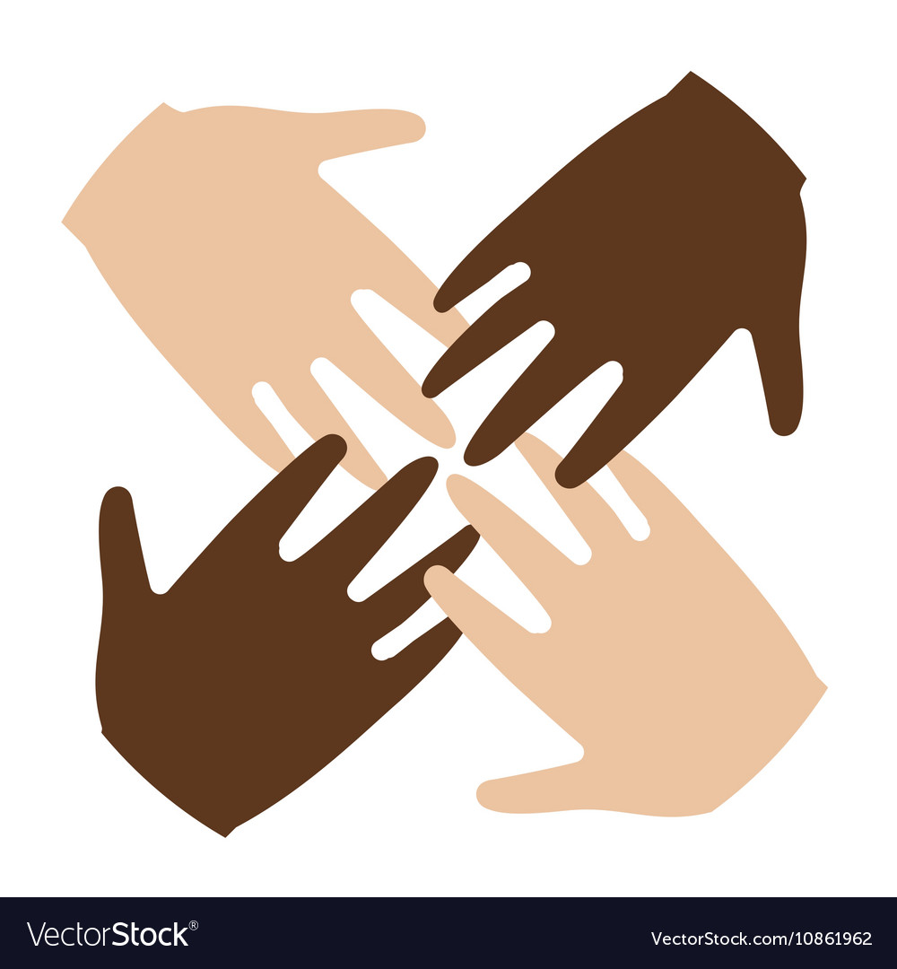 Isolated abstract four brown and white skin human Vector Image