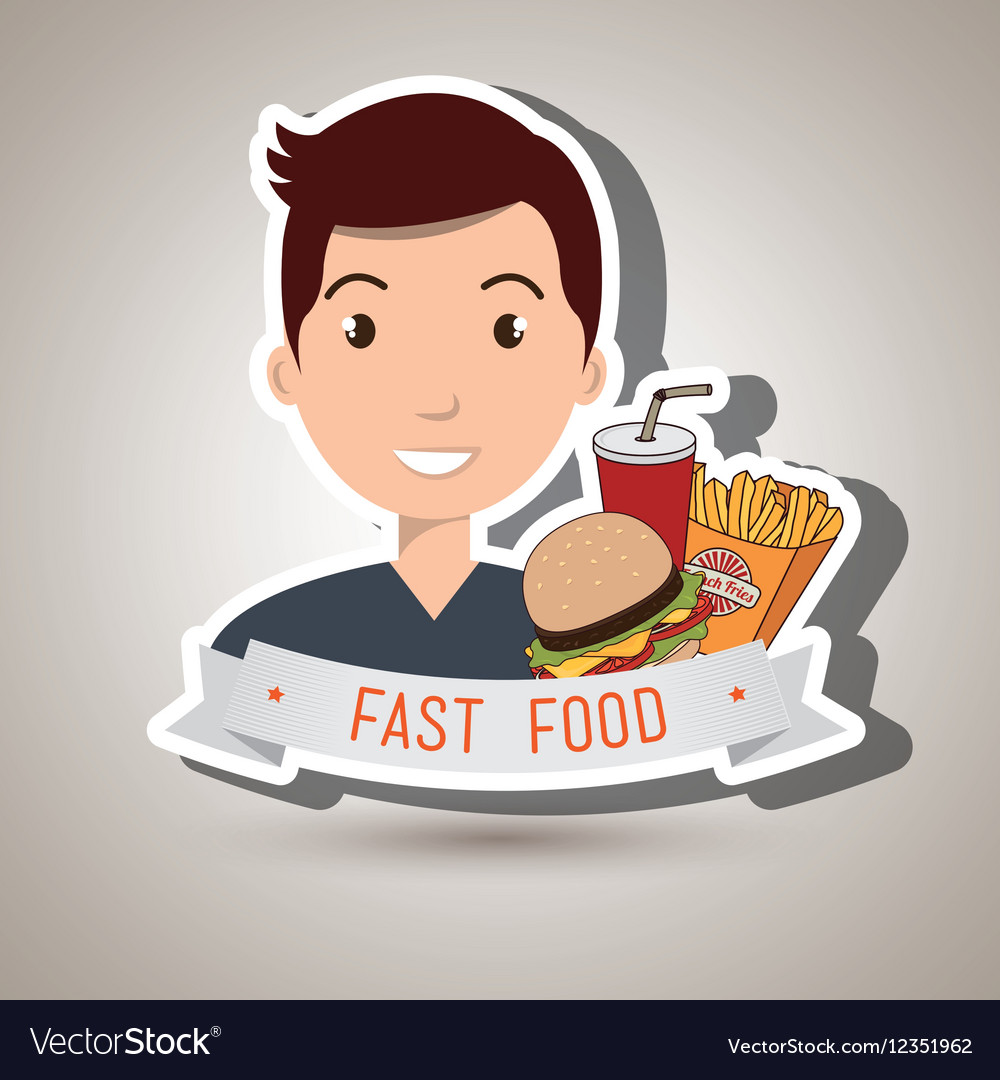 Man cartoon fast food Royalty Free Vector Image Man cartoon fast food Royalty Free Vector Image