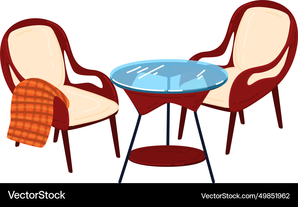 Two cozy armchairs with orange checkered blanket Vector Image