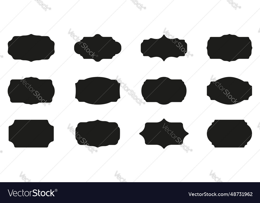 Vintage border silhouette icon set black retro Vector Image