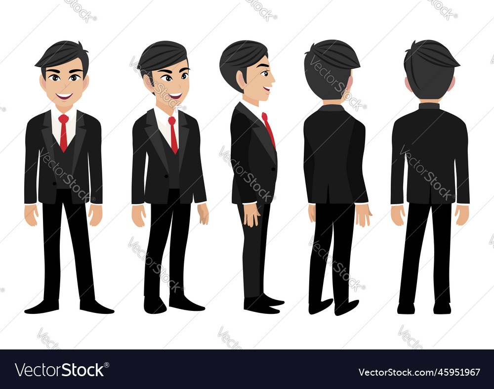 Cartoon character with business man front side Vector Image