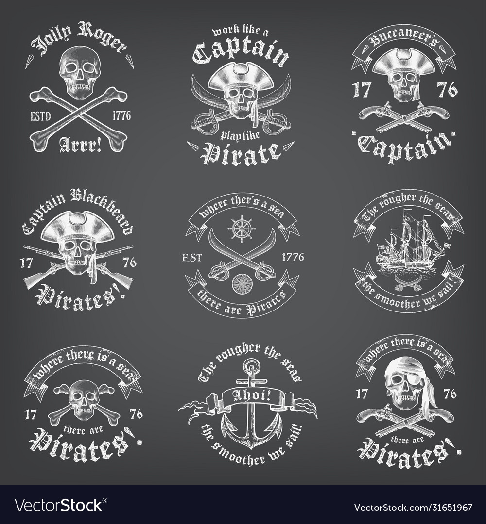 Chalkboard death pirate logos Royalty Free Vector Image