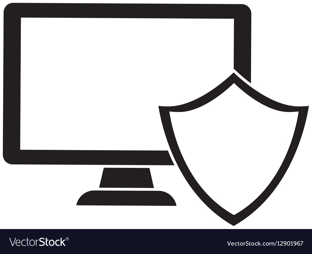 Computer Shield Server Banner Icon Royalty Free Vector Image