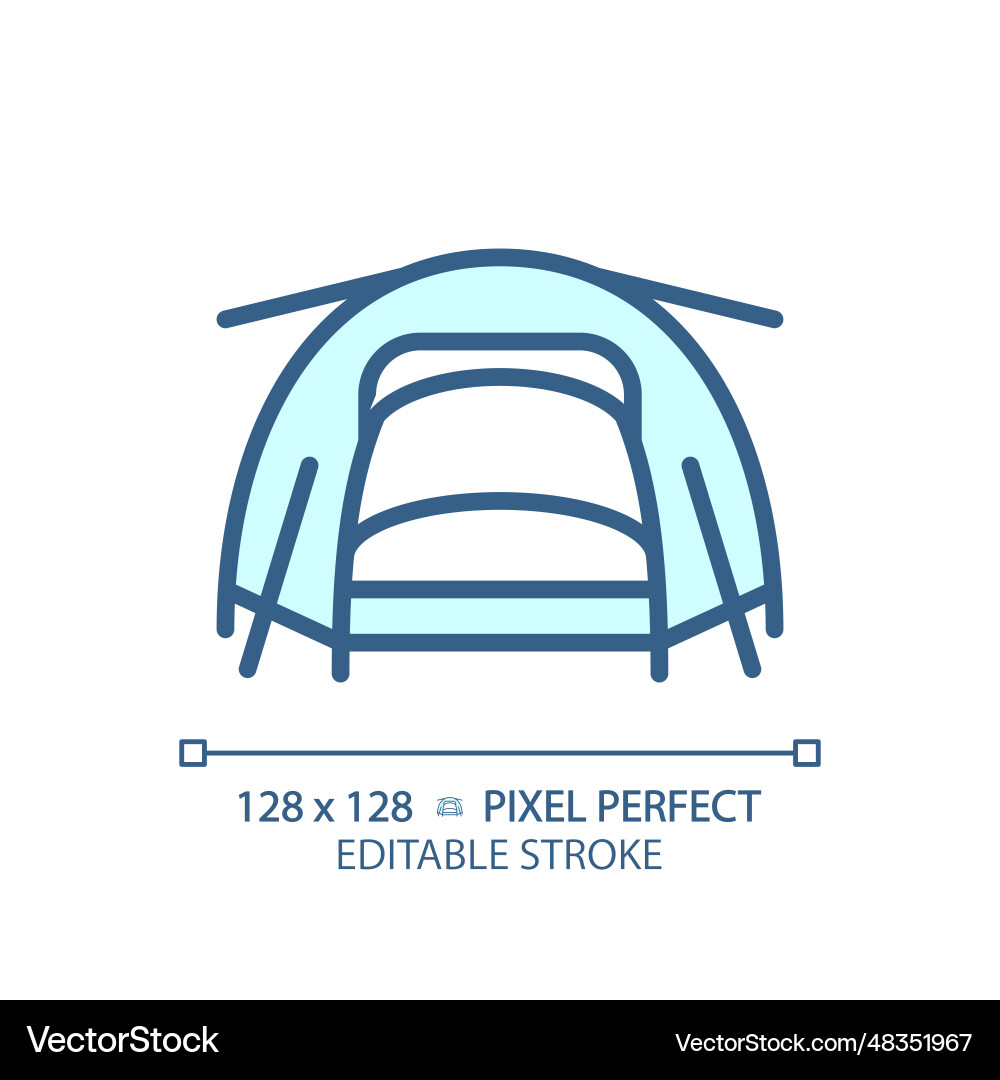 Customizable tent simple thin linear blue icon Vector Image