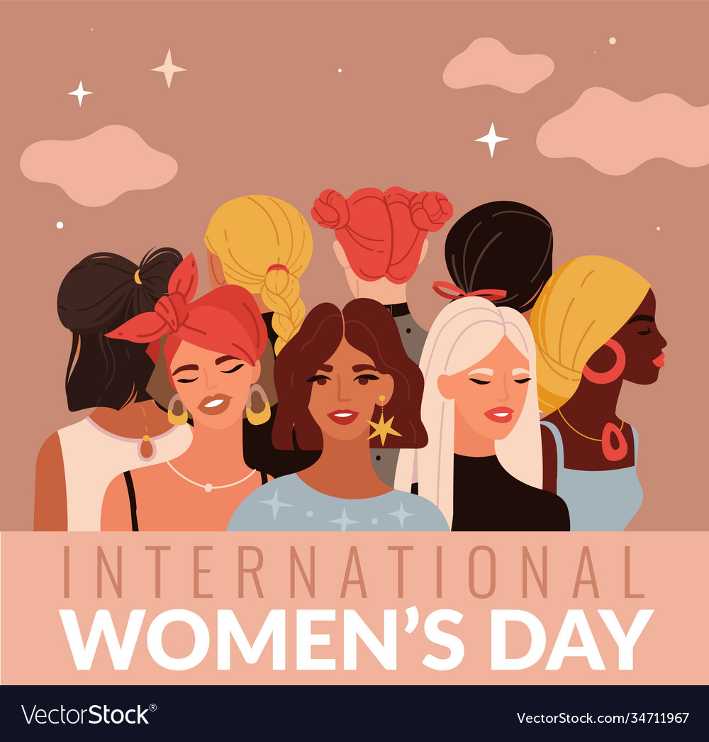 International women day young ladies different Vector Image