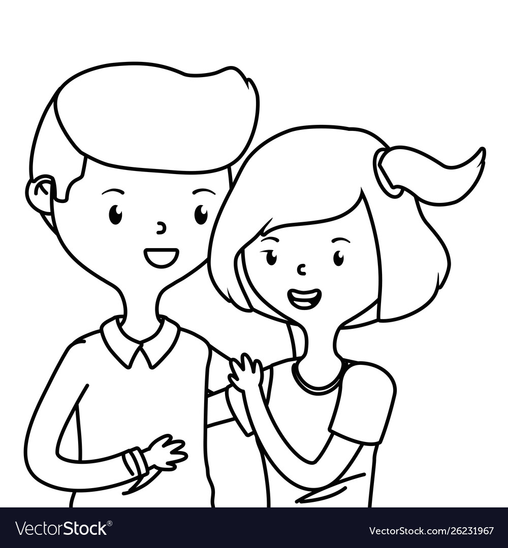 Teenager boy and girl cartoon design Royalty Free Vector