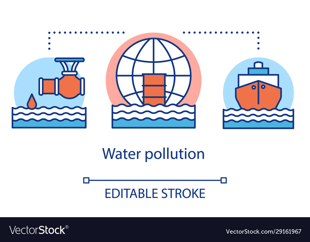 Water pollution concept icon ocean waste Vector Image