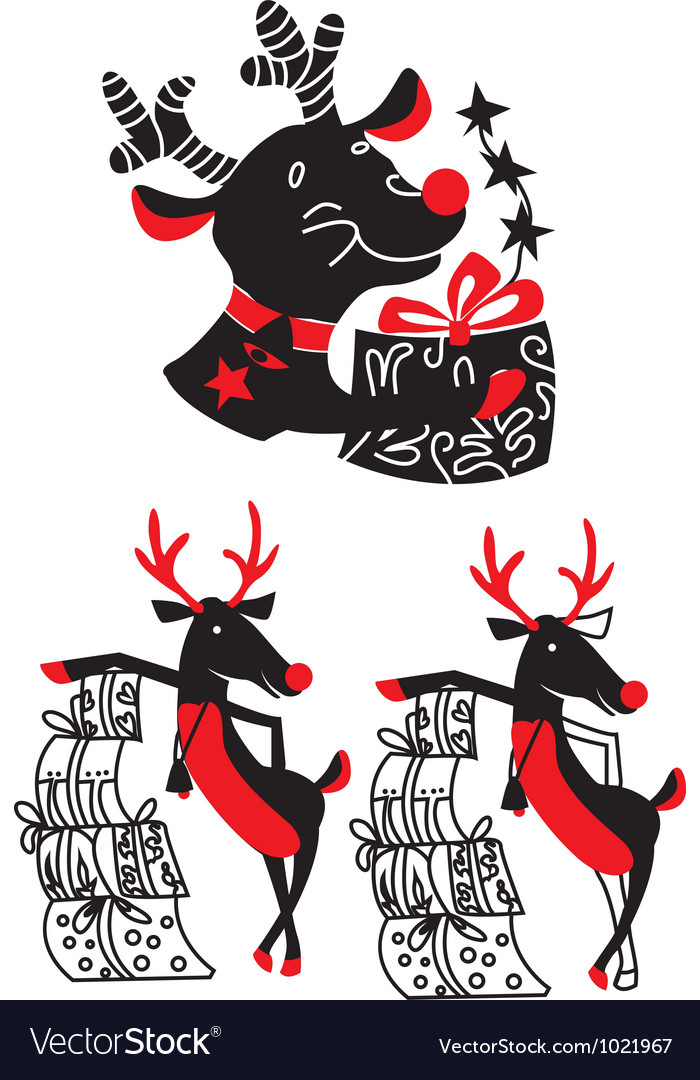 xmas reindeer rudolf royalty free vector image
