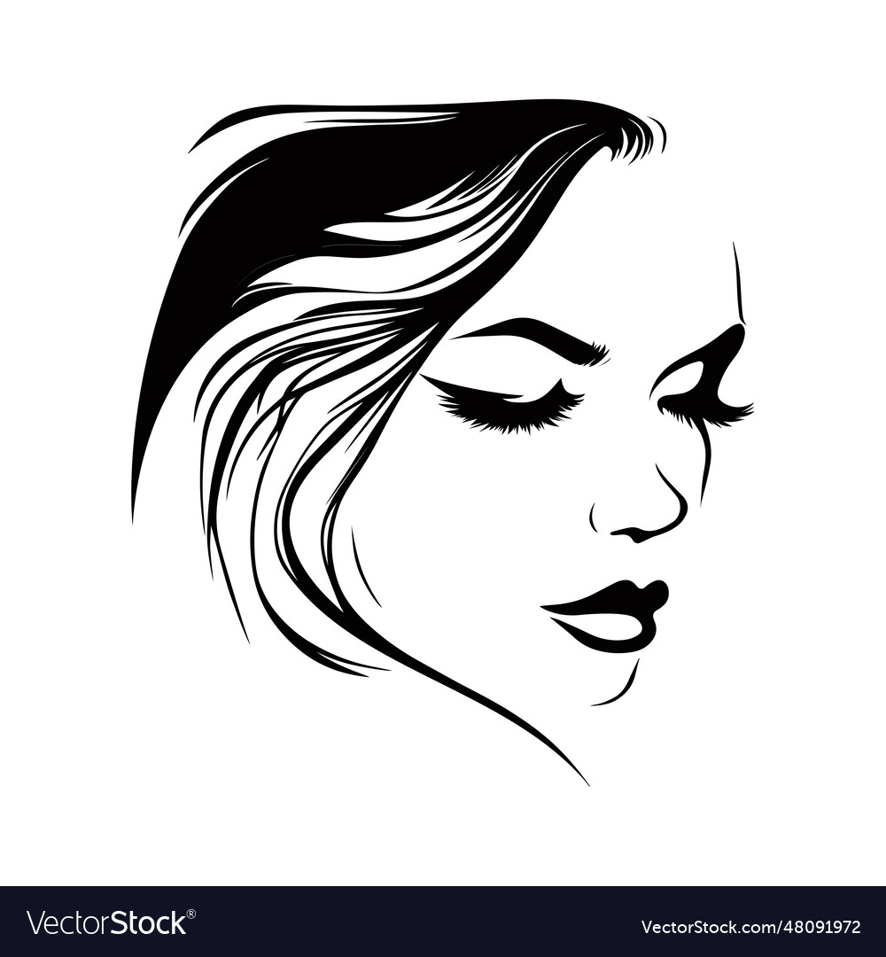 A beautiful of a woman face silhouette with Vector Image