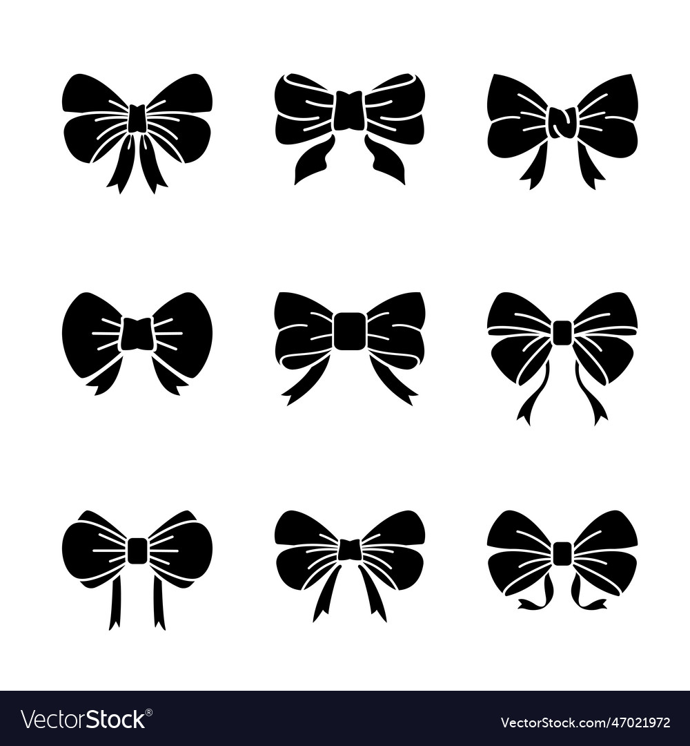 Bow set Royalty Free Vector Image VectorStock