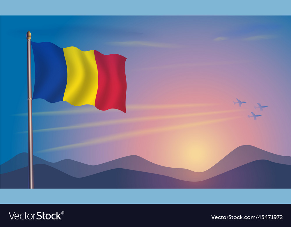 Chad flag in the morning sun Royalty Free Vector Image