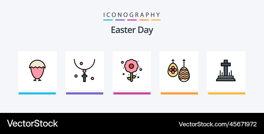 Easter line filled 5 icon pack including easter Vector Image