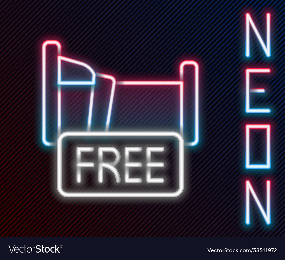 Glowing neon line free overnight stay house icon Vector Image