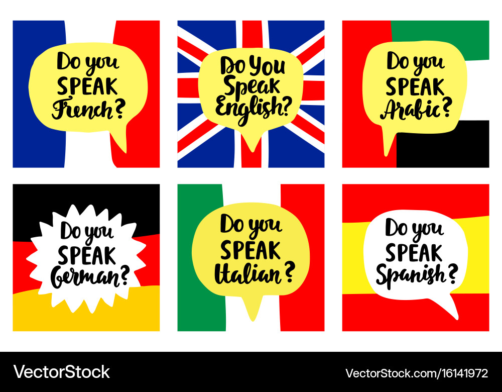 Language School Banners Set Royalty Free Vector Image
