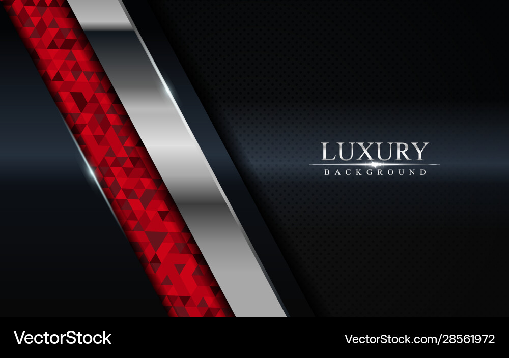 Luxury dark background with red mosaic and silver Vector Image