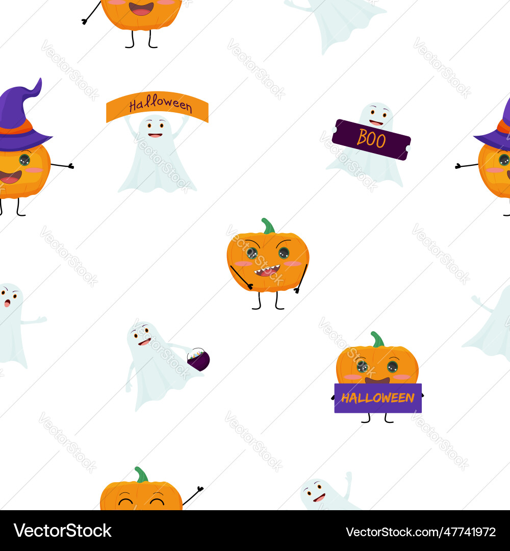 Seamless pattern for halloween with funny Vector Image