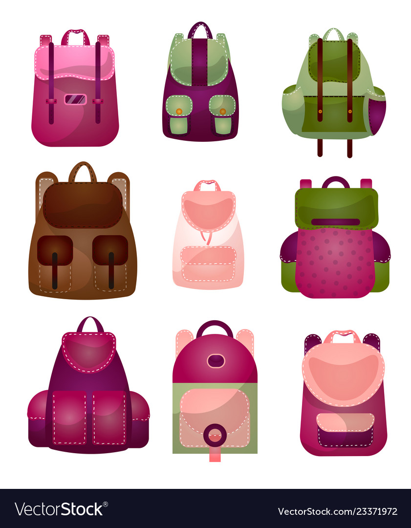 Set Of Modern Fashionable Backpacks For Young