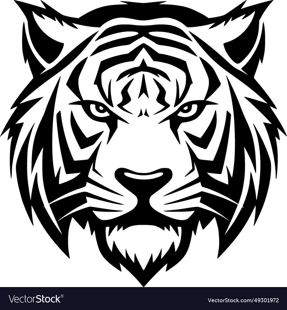 Tiger - black and white isolated icon Royalty Free Vector