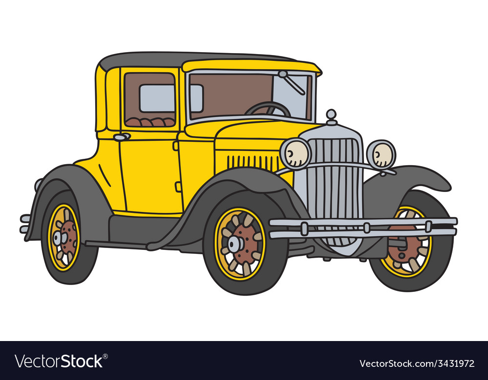 Yellow vintage car Royalty Free Vector Image - VectorStock