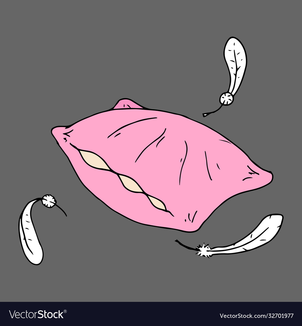 A pillow hand drawn feather pillow Royalty Free Vector Image