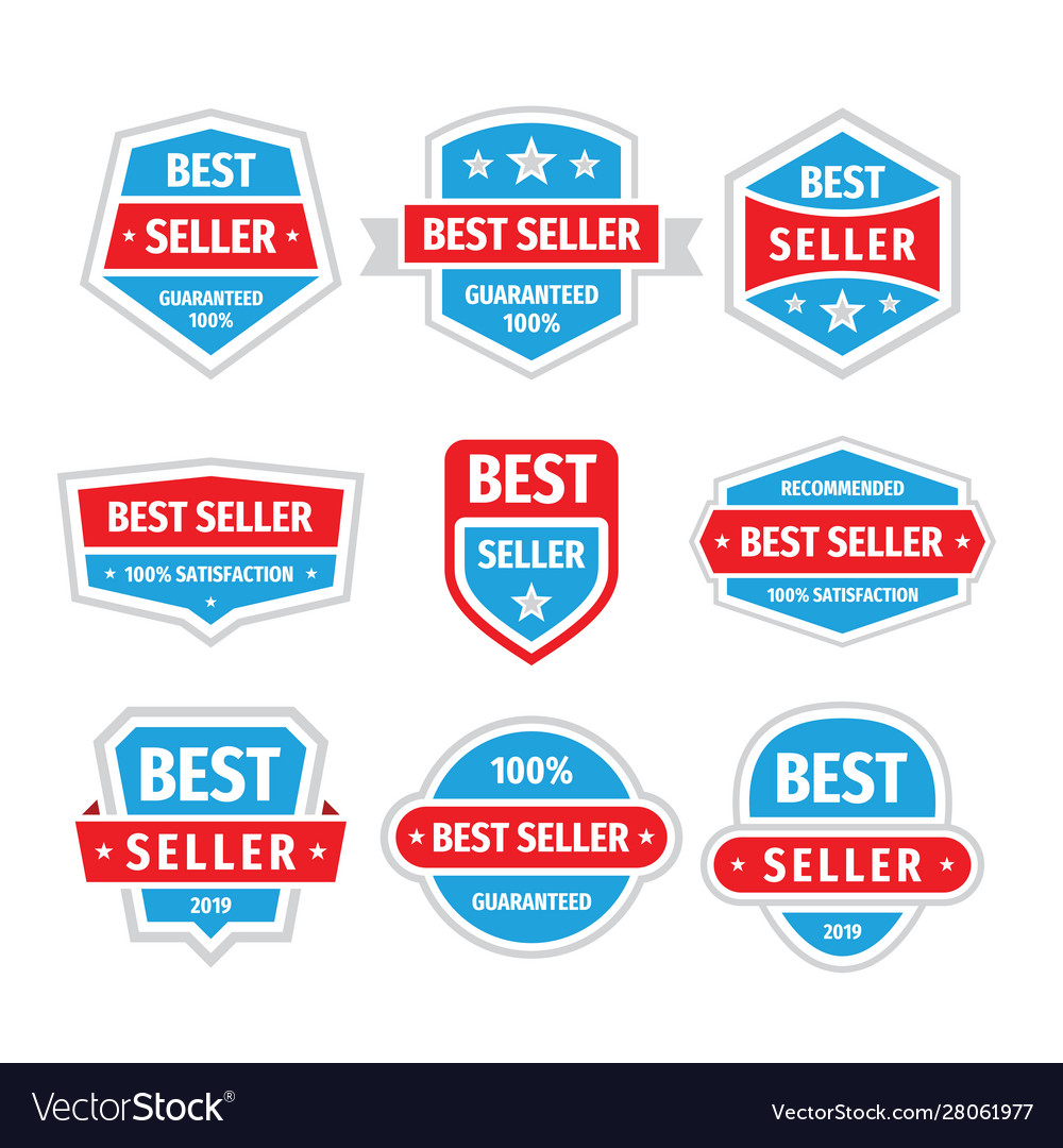 Best seller badges set in retro vintage Royalty Free Vector