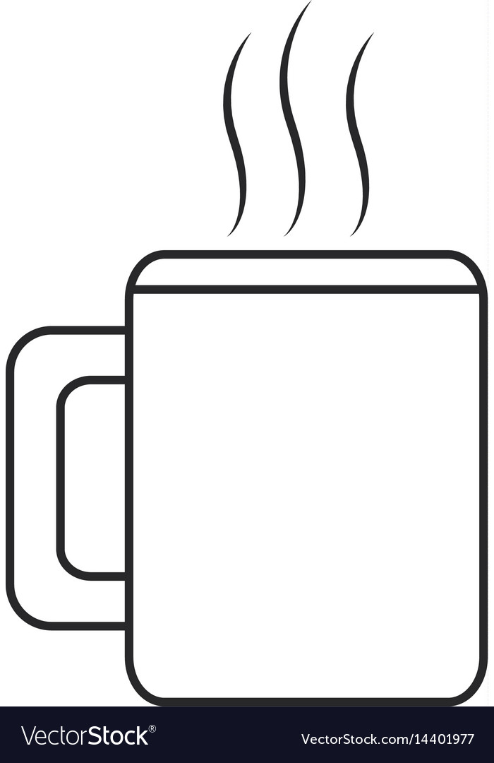 Coffee mug beverage break outline Royalty Free Vector Image