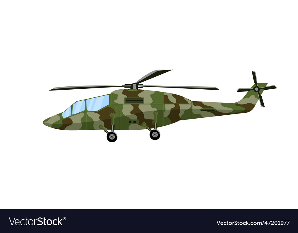 Combat green helicopter army air weapon military Vector Image