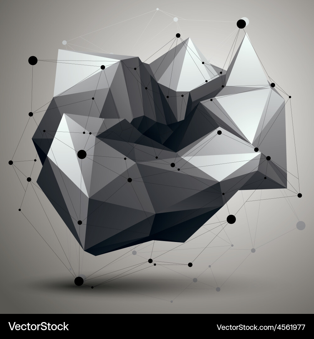 Complicated abstract grayscale 3d shape digital Vector Image