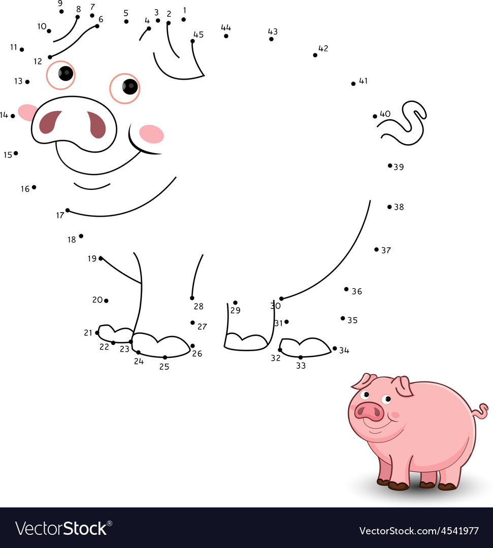 Baby Pig Dot To Dot Printable Worksheet - Connect The Dots 207