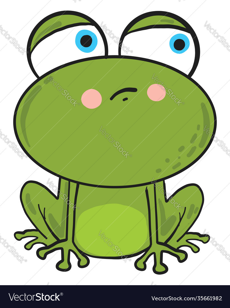 Bored green frog on white background Royalty Free Vector