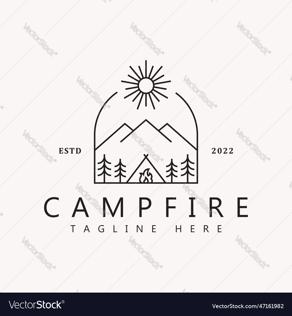 Campfire logo concept with simple style line Vector Image