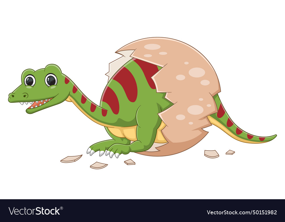 Cartoon baby efraasia dinosaur hatching from egg Vector Image