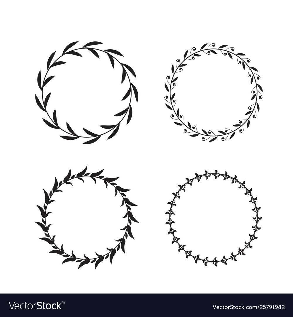 Collection black and white circular laurel Vector Image