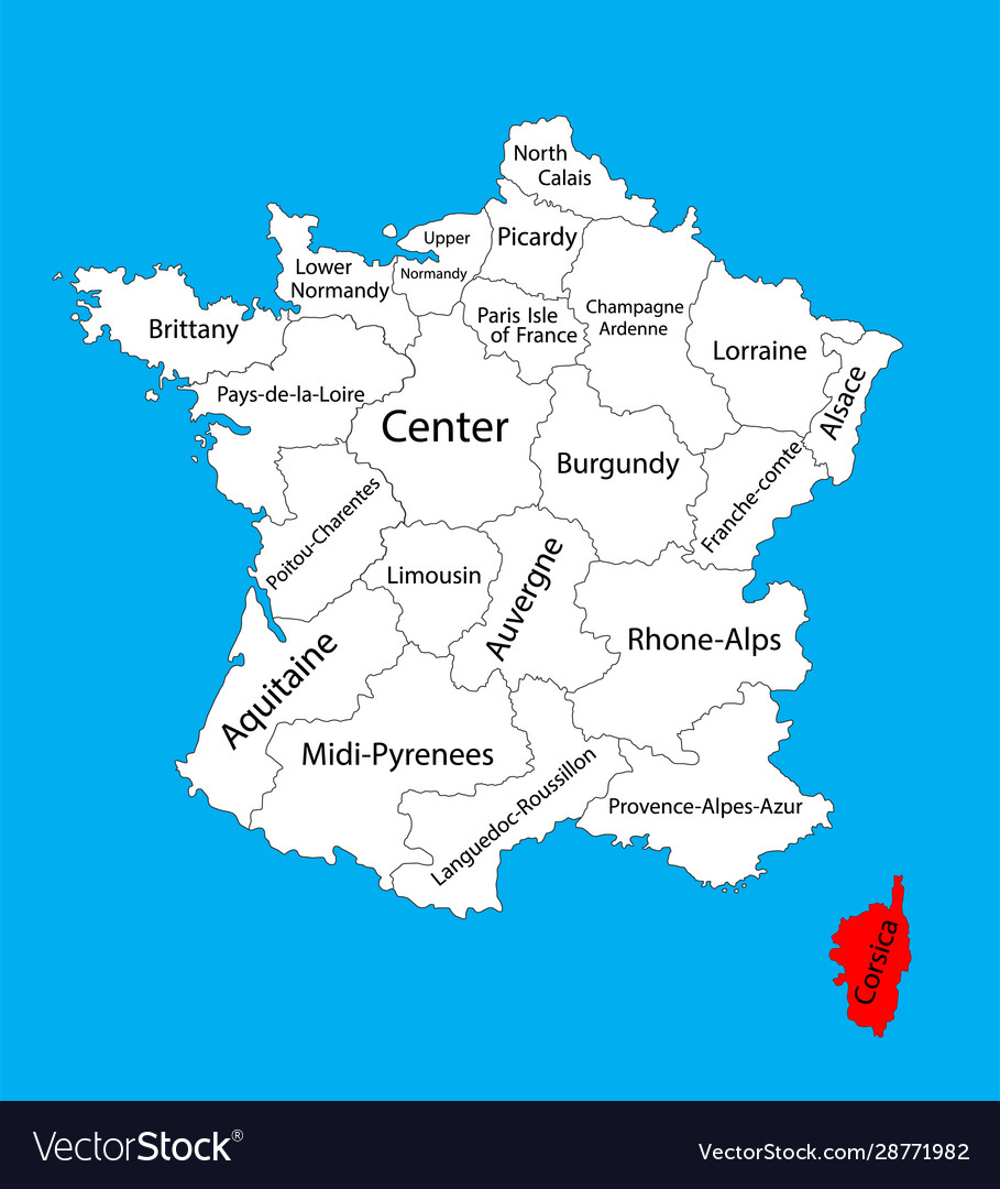 Corsica Map France Map Royalty Free Vector Image   Corsica Map France Map Vector 28771982 