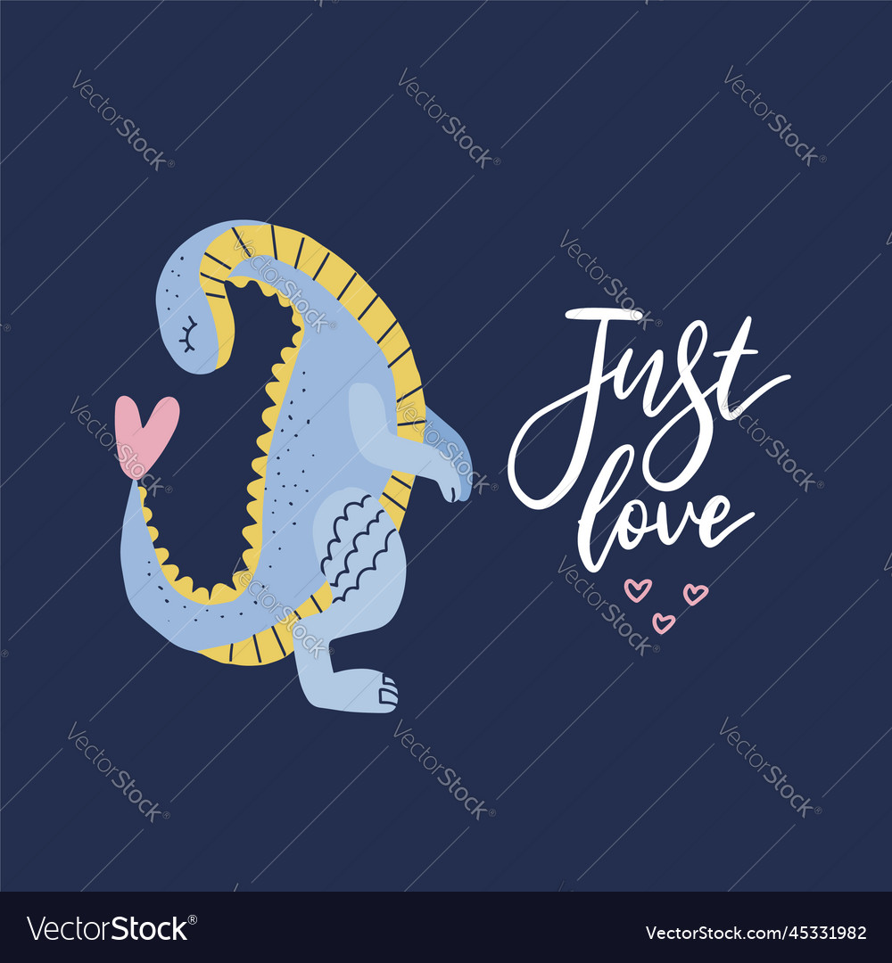 Cute long neck dinosaur in love baby stylish Vector Image