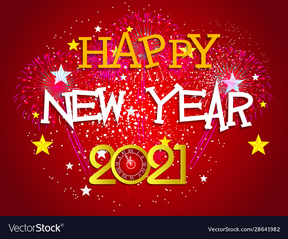 Happy new year 2021 with firework background Vector Image