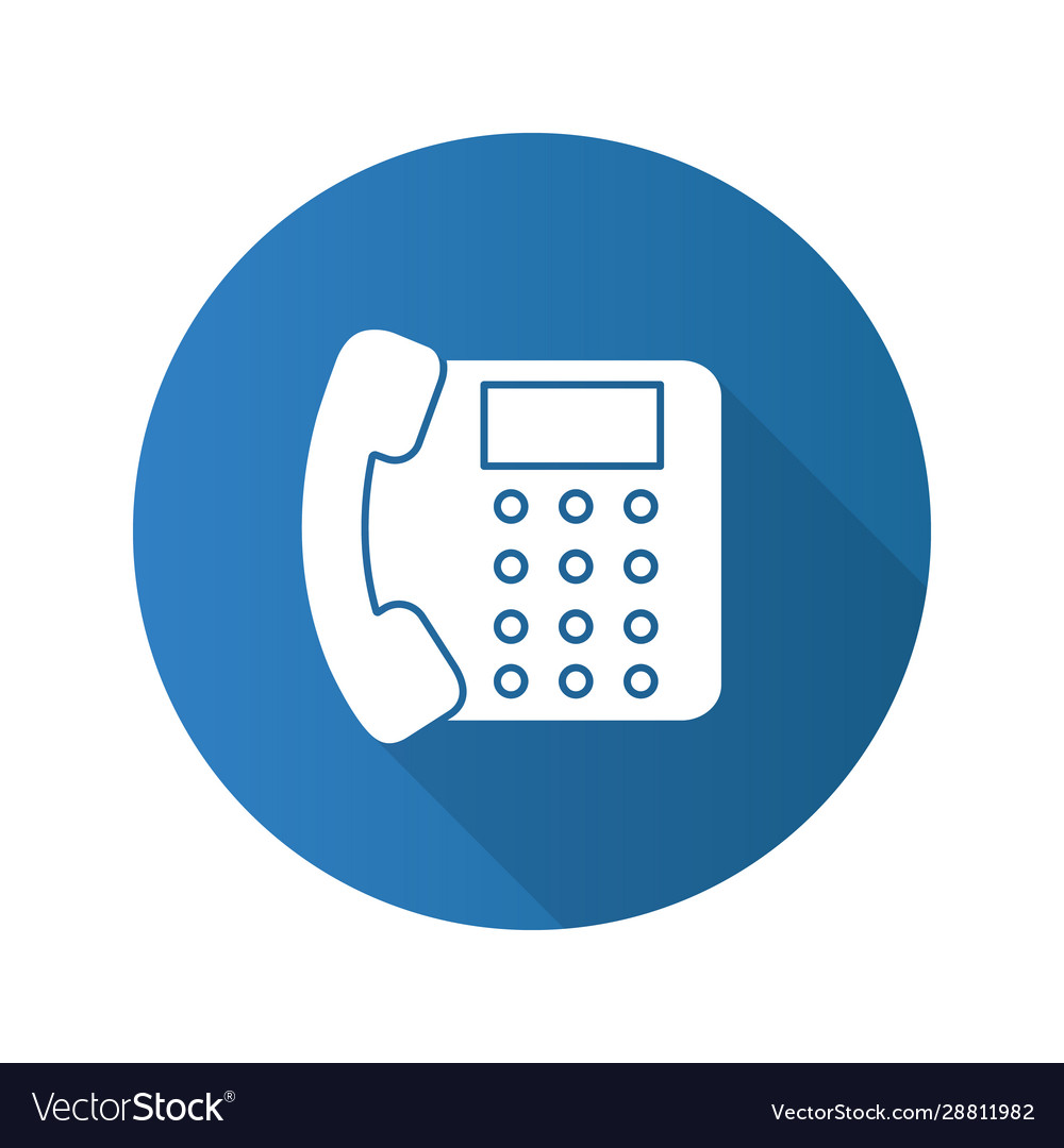 Landline phone flat design long shadow glyph icon