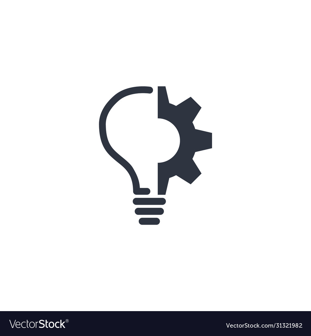 Light bulb and gear icon concept symbol simple Vector Image