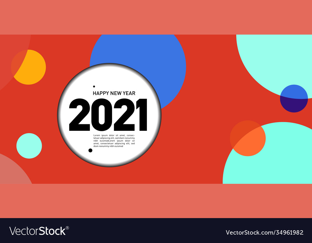 New year 2021 colorful circle and dot geometric Vector Image